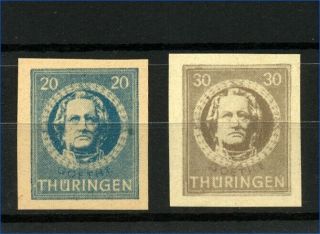 Germany 1945 Soviet Zone Thuringen Postage Issue Imperf (2) Set Of Stamps