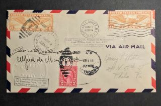 Usa Us First Flight Cover York To Rome Italy 1935 Sign Monteverde Brothers