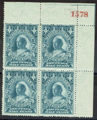 Niger Coast 1897 Qv 21/2d Block Stamps Mnh With Sheet Number Wmk Crown Ca