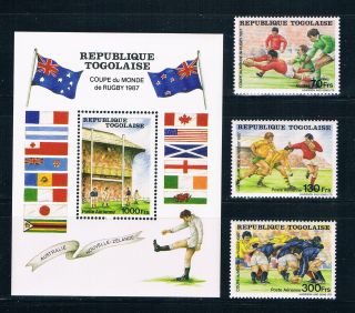 Togo 1427 - 30 Mnh Set And Ss Rugby World Cup 1987 (t0090)