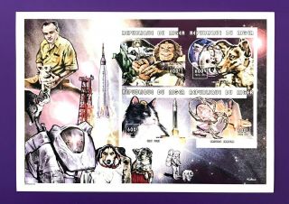 1 Niger Sheet Imperforated With Space And Animals In Space