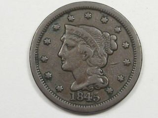 1845 Us Braided Hair Large Cent Coin.  14