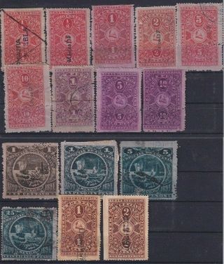 F - Ex15853 Mexico Revenue Stamps Lot.  1890 - 91.  Renta,  5,  10$,  1,  5,  25$ Aduanas Cus