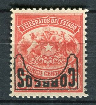 Chile; 1903 Early Correos Optd.  Issue Fine Hinged Inverted 5c.  Value