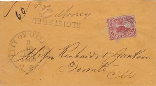 Canada 1860 Single Rate Registered Cover Ottawa To Toronto 5c Beaver Rate