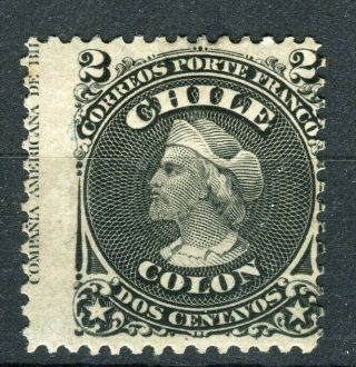 Chile; 1867 Early Classic Columbus Issue Fine Hinged 2c.  Inscription Value