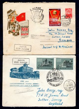 Russia Russland 1962 Ussr 2 X Airmail Covers To Uk Gb