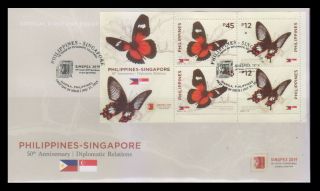 Philippines Stamps 2019 Rp - Singapore Butterflies " Singpex " Fdc,  Manila Cancel