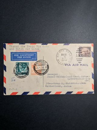 Usa Us Flight Cover Fam 14 York To Ny Via Sf Honolulu Manila Amsterdam 1935