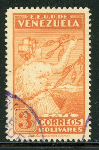 Venezuela Selections: Scott 341 3b Orange Coffee Harvest Cv$50,