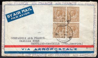 Uk Gb To Chile Air Mail Cover 1933 Air France London - Santiago