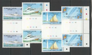 U638 1978 Turks & Caicos Islands Transport Ships & Boats 381 - 4 Gutter 2set Mnh