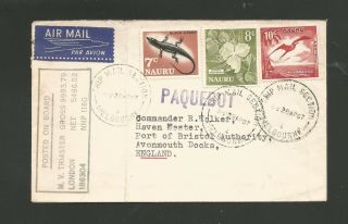 1967 Nauru Central Pacific Ship Cover Posted On Board Melbourne Paquebot