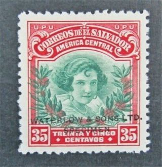 Nystamps El Salvador Waterlow Color Proof Stamp H Ng Only 100 Exist.