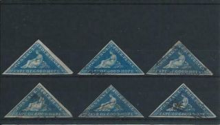 Cogh 1863 - 64 4d Blue Six Stamps Various Shades All 3 Margins G/fu Sg 19