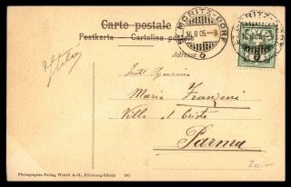 Switzerland 1905 St Moritz Dorf November 16th Postcard To Parma