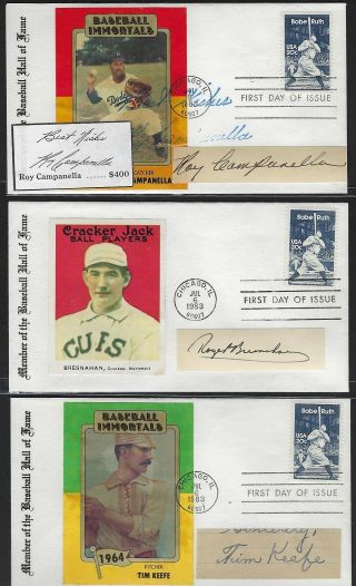 Us 1983 Eleven Fdc Of Babe Ruth Stamp Issue W/ Cachets Of 11 Different Baseball