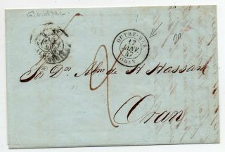 1846 Gibraltar To Algeria Africa Taxed Cover,  Cancels,  Rarity