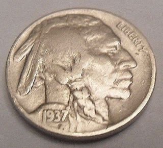 1937 D Indian Head " Buffalo " Nickel Good Or Better