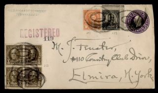 Dr Who 1934 Indianapolis In Registered Uprated Stationery To Elmira Ny E38253