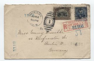 1901 8ct Pan Am Registered Cover Philadelphia To Germany Exchange Label [y3050]