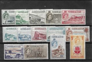 Gibraltar 1953/9 Definitive Set,  Fine Mounted,  Sg145/58,  Cat £180