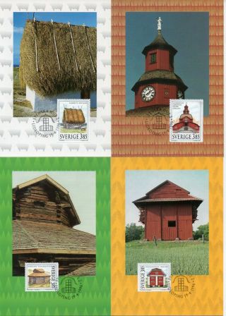 1996 Swedish Houses Ii Set Of 6 Fine Maxi Cards See Scans For Full Detail
