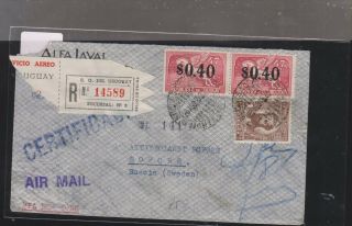 E) 1952 Uruguay,  Jose Pedro Varela,  Air Mail,  Circulated Cover To Sweden,  Rare