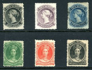 Nova Scotia 1863 Set Of 6 Values On Yellowish Paper (ex Sg 9/17) Mounted