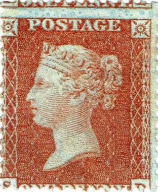 Gb Sg24 One Penny (1d) Red - Brown Qv 1855 (sd) Plate 1,  Blue Paper.  Cat £675