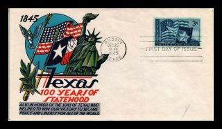 Dr Jim Stamps Us Texas Statehood Centennial Fdc Cover Multi Colored Scott 938