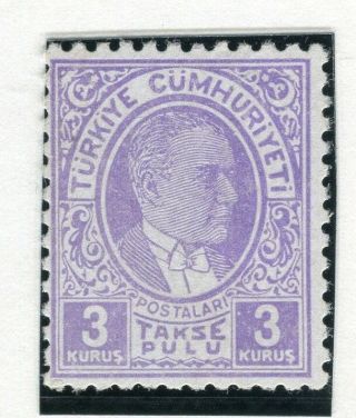 Turkey; 1936 Early Postage Due Issue Fine Hinged 3k.  Value