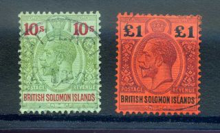 British Solomon Islands 1914 10s & £1 Fine