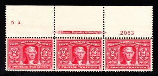 Us 324 2c Louisiana Purchase Top Plate Strip Of 3 2083 Vf Og Nh Scv $225
