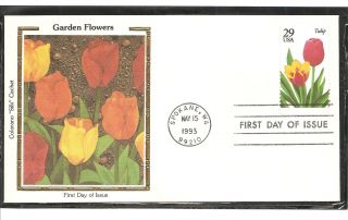 Us Sc 2762 Garden Flowers - Tulip - Fdc.  Colorano Silk Cachet.