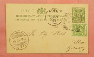 1898 British East Africa Protectorate Uprated Postal Card Mombasa To Germany