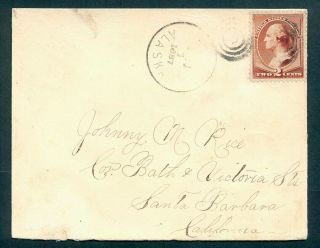 Sitka,  Alaska 1887 Cover To California With 2 Cent Banknote