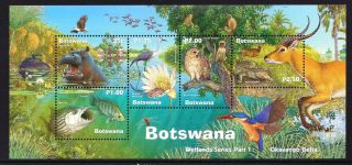 Botswana 2000 Wetlands Birds Fish - Mnh Miniature Sheet - Cat £7.  50 - (203)
