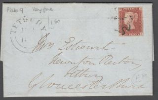 Gb 1841 1d Red Be Black Plate 9 4 - Margins On Cover Isle Of Wight R0619