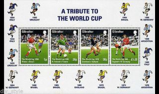 World Cup Championships Mnh Souvenir Sheet 1998 Gibraltar Soccer Football