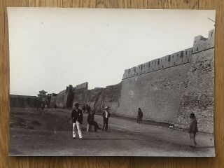 China Old Photo City Wall Gate Watchtower European Men Chinese People Peking
