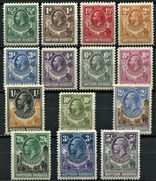 Northern Rhodesia 1925 Issue Short Set,  Sg 1 - 14,  Hinged,  Cv £200