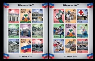 Haiti 2010 Mnh 2 Ss Set,  Earthquake,  Natural Disaster,  Medicine,  Red Cross (p7n)