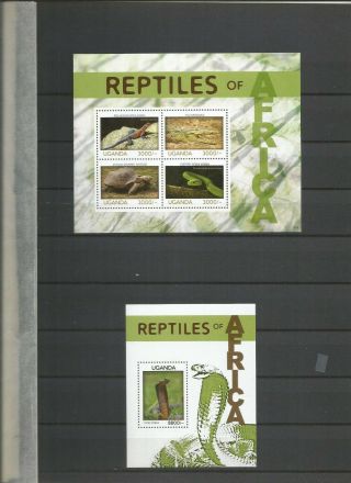 Uganda 2014 Reptiles Scott 2109 - 10 Mnh Complete Set