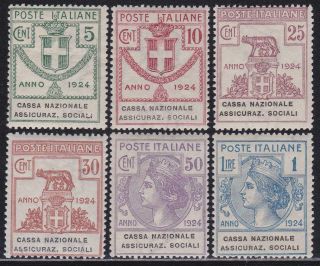 Italy 1924 Franchise / Parastatali Set 6v C.  N.  A.  S.  Mnh / 2v Signed T20692