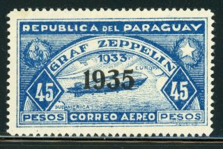 Paraguay Mh Zeppelin Selections: Scott C97 45p Deep Blue (1935) Cv$22,