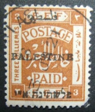 Mandate Jerusalem I Setting Ii Overprinted 3m Stamp With 14:14 Perforation