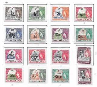 Basutoland Stamps 1961 Sg 58 - 68 Mlh Vf
