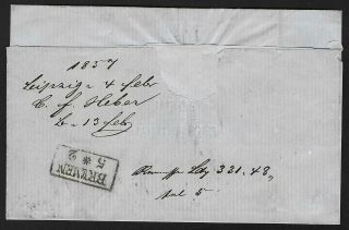 Sachsen covers 1857 MI 10,  11 on folded R - cover Leipzig to Bremen 2