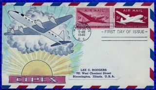 William Wright Hand Painted :1946 Dc - 4 Skymaster - Designed On Postal Stationery